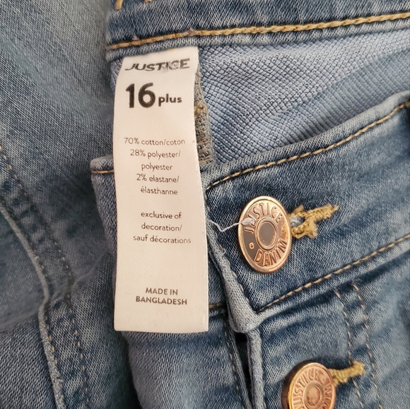 2 pairs Justice Skinny full length & Straight leg ankle length Jeans 16 plus - Picture 5 of 6